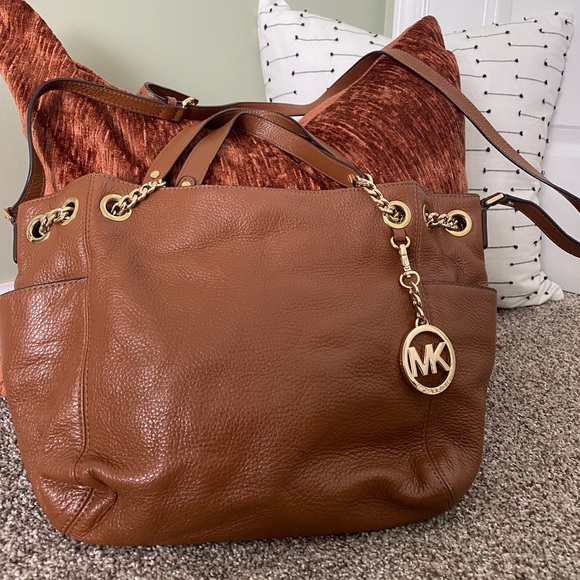 Michael Kors Handbags - Michael Kors Brown Leather Tote with Gold Hardware